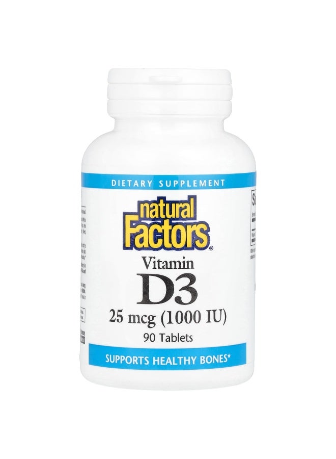 natural Factors Natural Factors, Vitamin D3, 25 mcg (1,000 IU), 90 Tablets  - Image 1