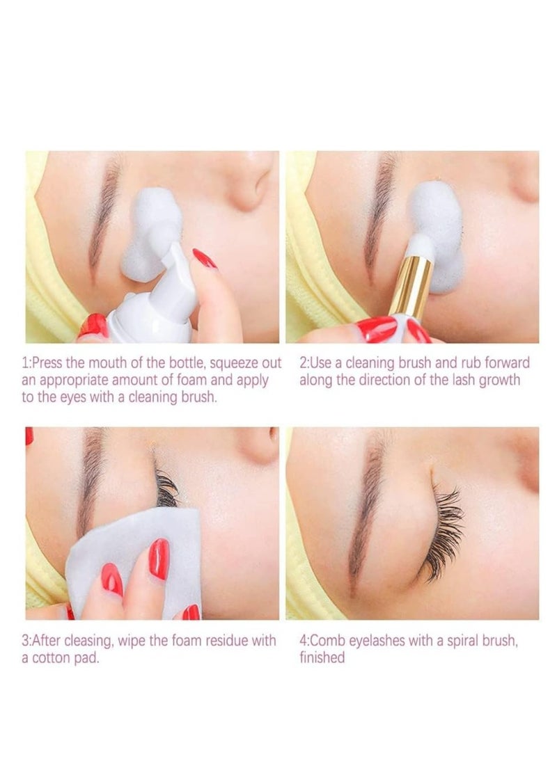 lakerain Eyelash Extension Cleanser Foam, Natural Eyelash Shampoo, Remove Makeup Residue & Mascara, Gentle Deep Cleansing Formula, Ideal for Salon & Home Use, 50ml  - Image 4