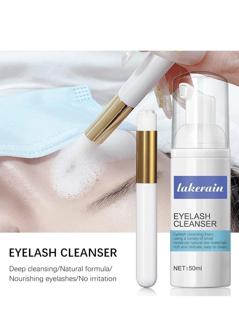 lakerain Eyelash Extension Cleanser Foam, Natural Eyelash Shampoo, Remove Makeup Residue & Mascara, Gentle Deep Cleansing Formula, Ideal for Salon & Home Use, 50ml  - Image 5