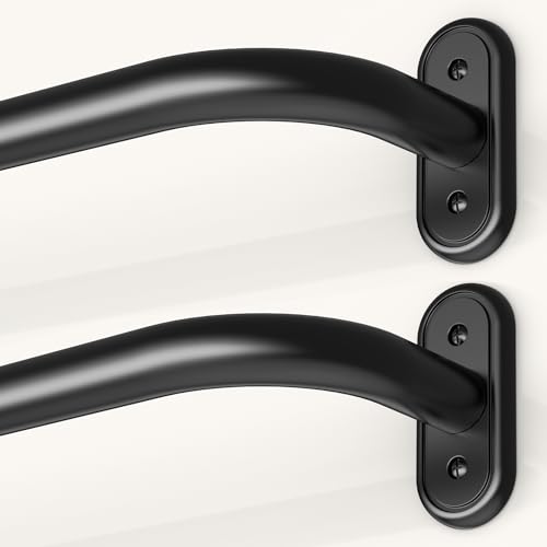 JRZOO 2 Pack Wrap Around Curtain Rods Black Blackout Heavy Duty Curtain Pole for Windows 28 to 48 Inch 1 Decorative Room Darkening Curved Modern Drapery Rod Matte BlackUnique DesignAll Metal - Image 1
