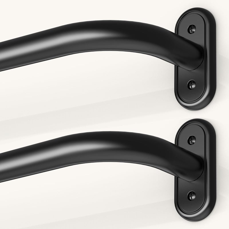 JRZOO 2 Pack Wrap Around Curtain Rods Black Blackout Heavy Duty Curtain Pole for Windows 28 to 48 Inch 1 Decorative Room Darkening Curved Modern Drapery Rod Matte BlackUnique DesignAll Metal - Image 2