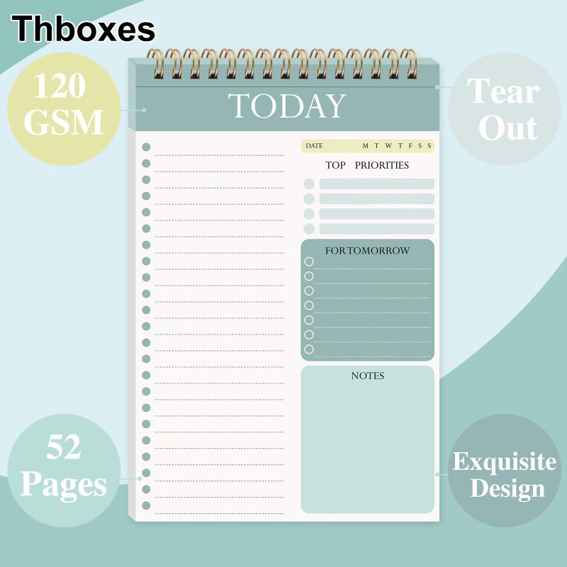 Thboxes 2 Packs To Do List Notepad, 104 Pages To Do List Notebook A5 Undated Daily Planner Notepad with Task Checklist Home Office School Supplies - Image 2