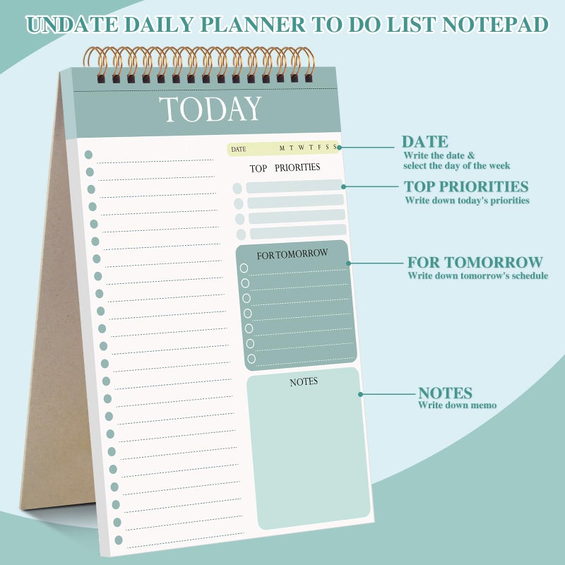Thboxes 2 Packs To Do List Notepad, 104 Pages To Do List Notebook A5 Undated Daily Planner Notepad with Task Checklist Home Office School Supplies - Image 5