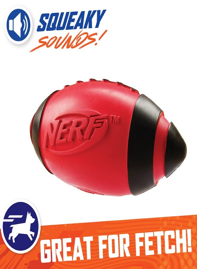 Nerf Dog Rubber Football Dog Toy with Interactive Squeaker, Lightweight, Durable and Water Resistant, 5 Inch Diameter for Medium/Large Breeds, Single Unit, Red - Image 3