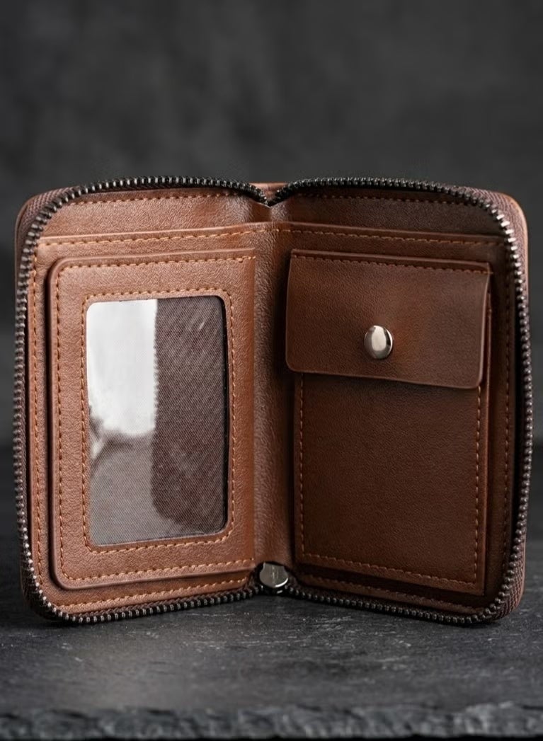 Men's full-zip wallet – Stylish double-sided interior design with multiple slots for cards, cash, and coins - Image 5