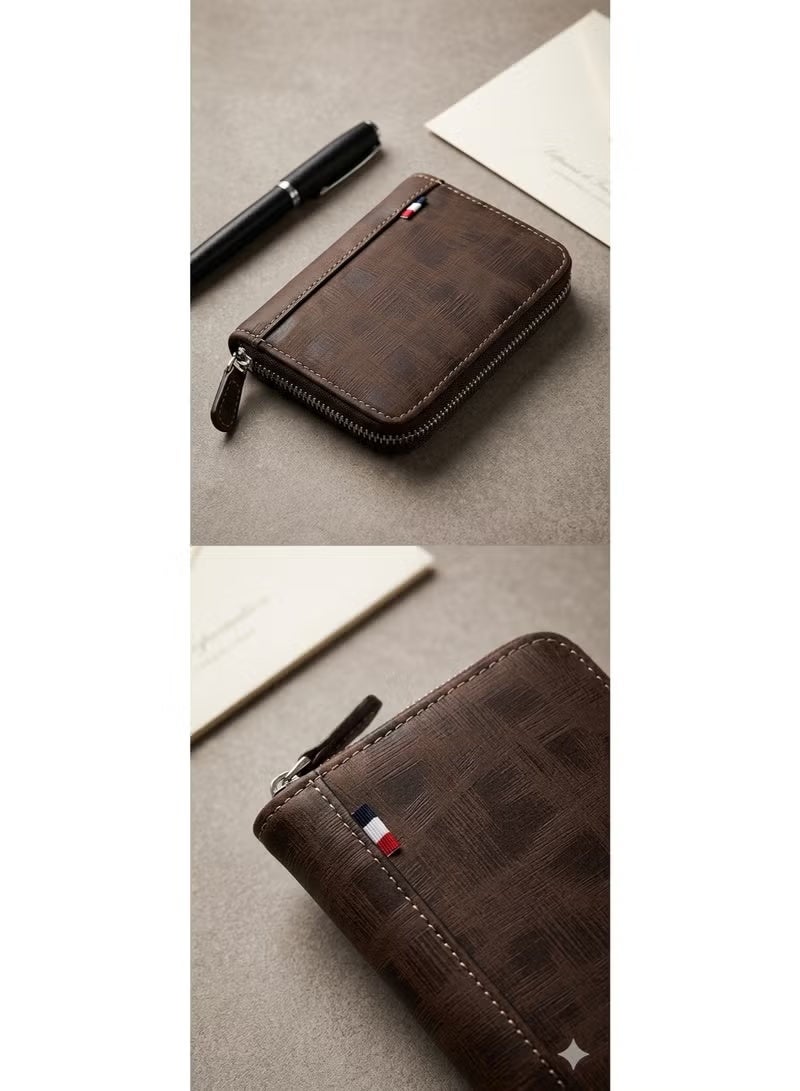 Men's full-zip wallet – Stylish double-sided interior design with multiple slots for cards, cash, and coins - Image 4