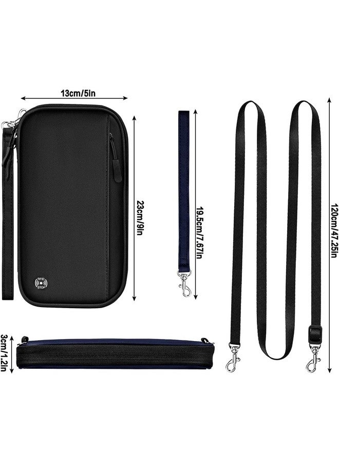 Feelon محفظة جواز سفر فيلون مع حجب RFID، محفظة سفر عائلية لحامل جواز السفر وتذاكر الطيران، حقيبة جواز سفر مقاومة للماء للرجال والنساء (أسود) - Image 3