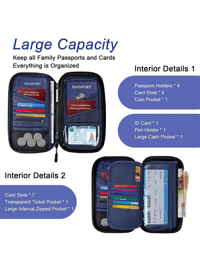 Feelon محفظة جواز سفر فيلون مع حجب RFID، محفظة سفر عائلية لحامل جواز السفر وتذاكر الطيران، حقيبة جواز سفر مقاومة للماء للرجال والنساء (أسود) - Image 2