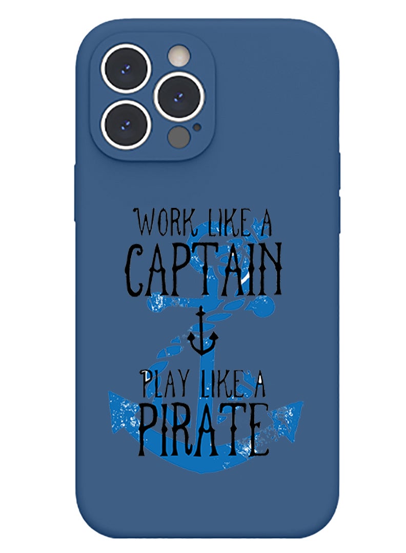 Theodor Protective Slim Fit Case Liquid Silicone Cover with Full Body Protection Anti-Scratch Shockproof Case For iPhone 13 Pro Max Blue  - Work like a Captain white copy - Image 1