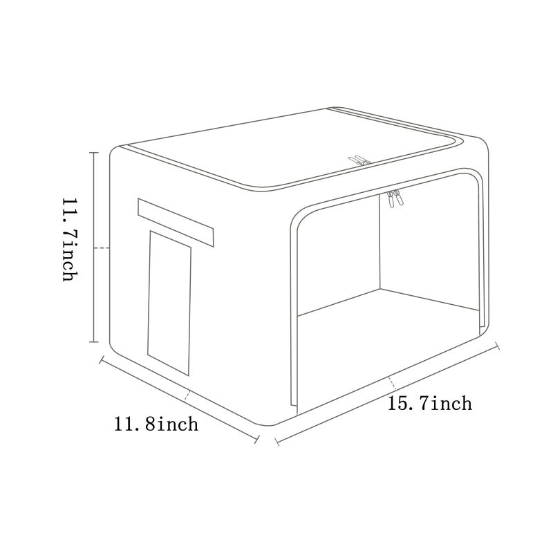 FHSQX 2 Pack Clothes Storage Bins Stackable Metal Frame Storage Box Foldable Linen Fabric Box Organizer with Carrying Handles and Clear Window (Beige, 15.7x 11.8x 11.7 Inch) - Image 5