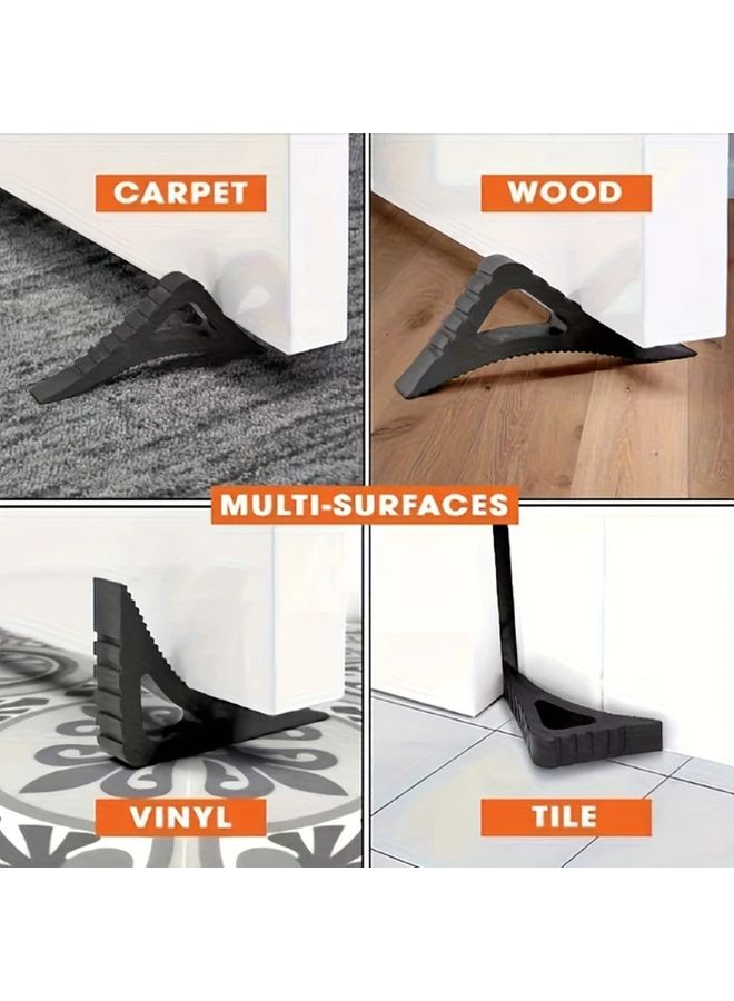 Black Rubber Doorstop Multi Functional Thickened Anti Collision No Installation Required - Image 3