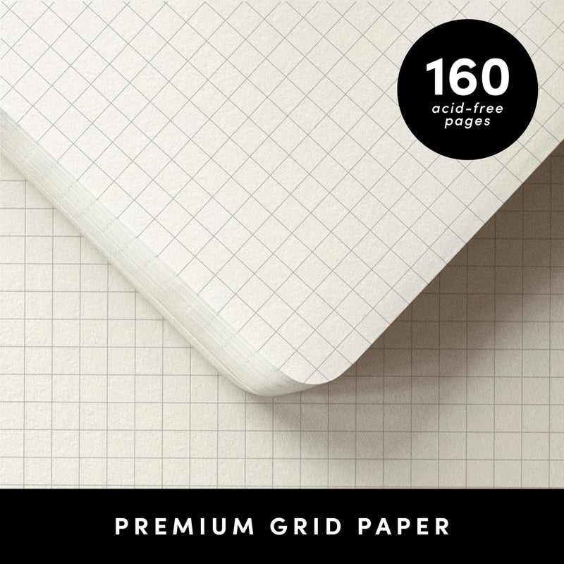 PAPERAGE Graph Paper Journal Notebook, (Black), 160 Pages, Medium 5.6 in x 8 in - 100 GSM Thick Paper â€“ Hardcover Grid Notebook for Work or School - Image 4
