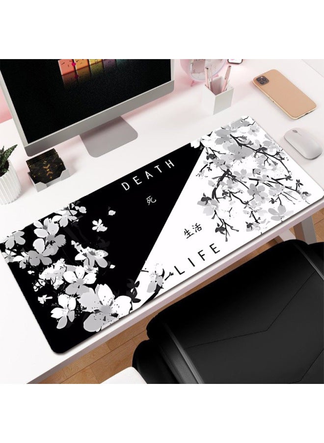 Ink Cherry Blossom Mouse Pad Large Office Desk Pad Dead Life Black And White Series Mouse Pad Rubber Non-slip-Color:300*600*2mm-Pattern:Style 15  - Image 1