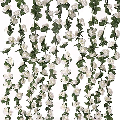 WEISPARK Fake Flowers - 4pcs 8.2 FT Artificial Rose Vine Flower Plants Hanging Rose Ivy for Home Hotel Office Wedding - Image 1