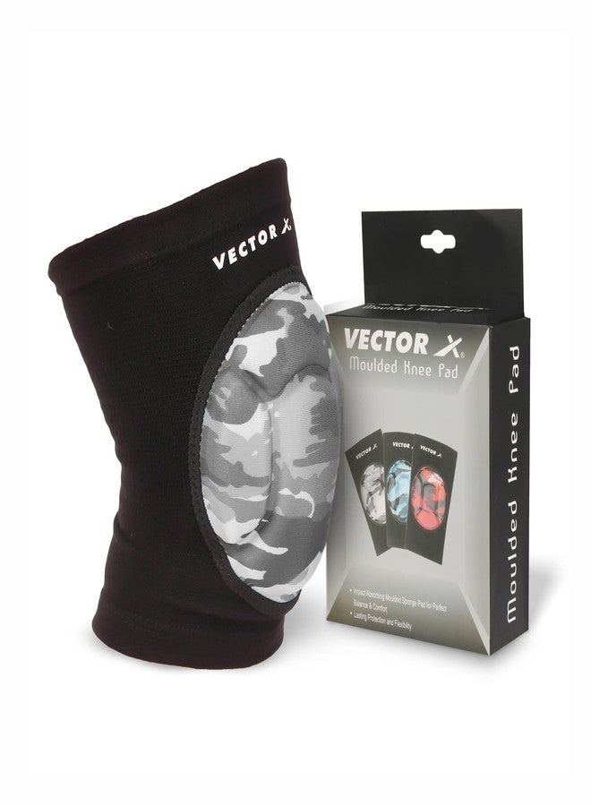 فيكتور أكس دعامة الركبة Vector X Camo قطعة واحدة للرياضة، وتخفيف الألم، ودعم ضغط الركبة، والتمارين الرياضية، والجري، وركوب الدراجات، ودعامة حماية الرضفة للركبة للرجال والنساء (أسود-رمادي) - Image 1