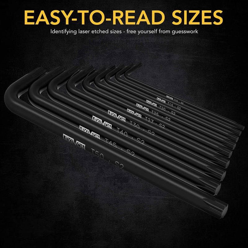 LEXIVON Master Wrench Key Set, 35-Piece Long Arm Ball End Hex Keys | 3-Pack Metric/SAE & Star, Industrial Grade S2 Alloy Steel (LX-131) - Image 5