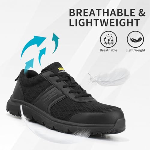 Jacata Work Shoes for Men/Women Food Service Unisex Non Slip Breathable Lightweight Chef Walking Shoes Restaurant Kitchen Crews Health Care Sneakers (Black Size6) - Image 4