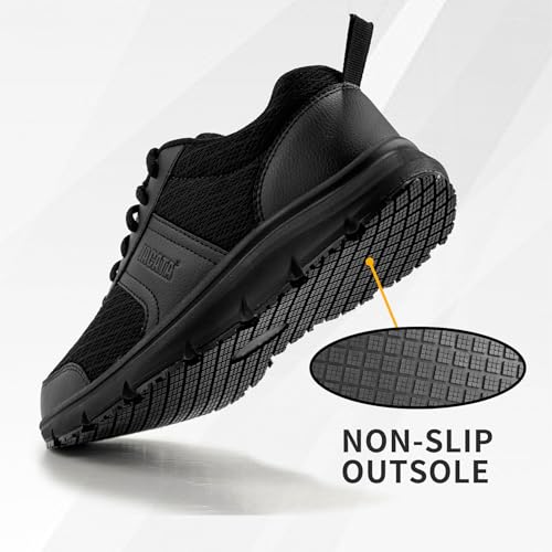 Jacata Work Shoes for Men/Women Food Service Unisex Non Slip Breathable Lightweight Chef Walking Shoes Restaurant Kitchen Crews Health Care Sneakers (Black Size6) - Image 3