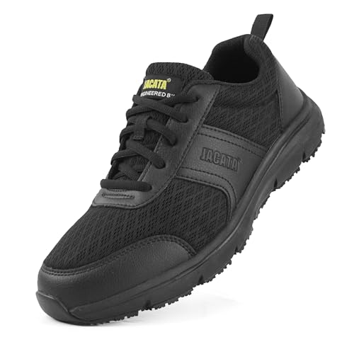 Jacata Work Shoes for Men/Women Food Service Unisex Non Slip Breathable Lightweight Chef Walking Shoes Restaurant Kitchen Crews Health Care Sneakers (Black Size6) - Image 1