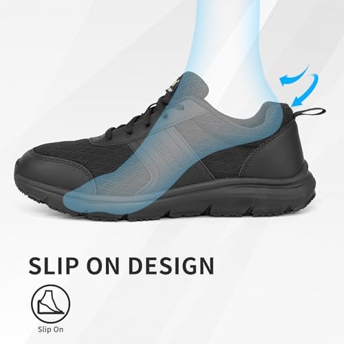 Jacata Work Shoes for Men/Women Food Service Unisex Non Slip Breathable Lightweight Chef Walking Shoes Restaurant Kitchen Crews Health Care Sneakers (Black Size6) - Image 5