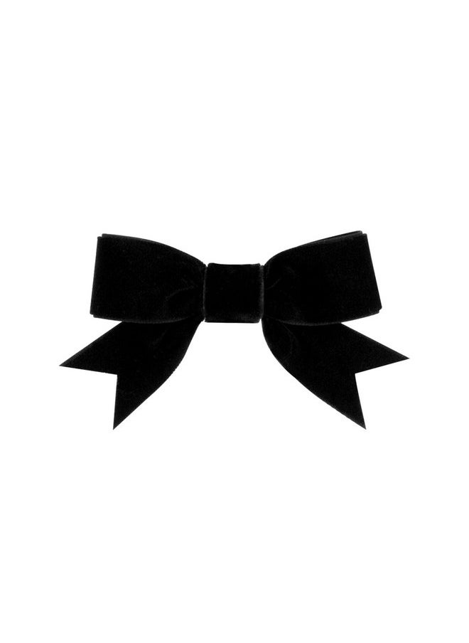 Wee Ones Wee Ones Girls' Velvet Two-Loop Bow with Fancy Cut Tail on a WeeStay Hair Clip, Mini, Black  - Image 1