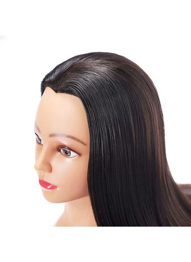 Hairingrid - 26"28" Mannequin Head Hair Styling Training Head Manikin Cosmetology Doll Head Synthetic Fiber Hair And Free Clamp Holder (Black) - Image 1