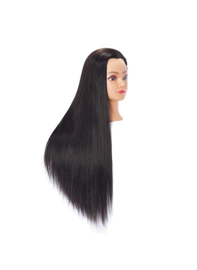 Hairingrid - 26"28" Mannequin Head Hair Styling Training Head Manikin Cosmetology Doll Head Synthetic Fiber Hair And Free Clamp Holder (Black) - Image 1