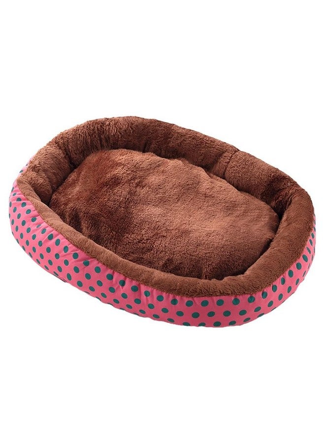 Homestic Dog & Cat Bed|Soft Plush Top Pet Bed|Oxford Cloth Polyester Filling|Medium Washable Dog Bed|Circular Cat Bed With Rise-Edge Pillow|Qy039Rc-L|Red & Coffee - Image 1
