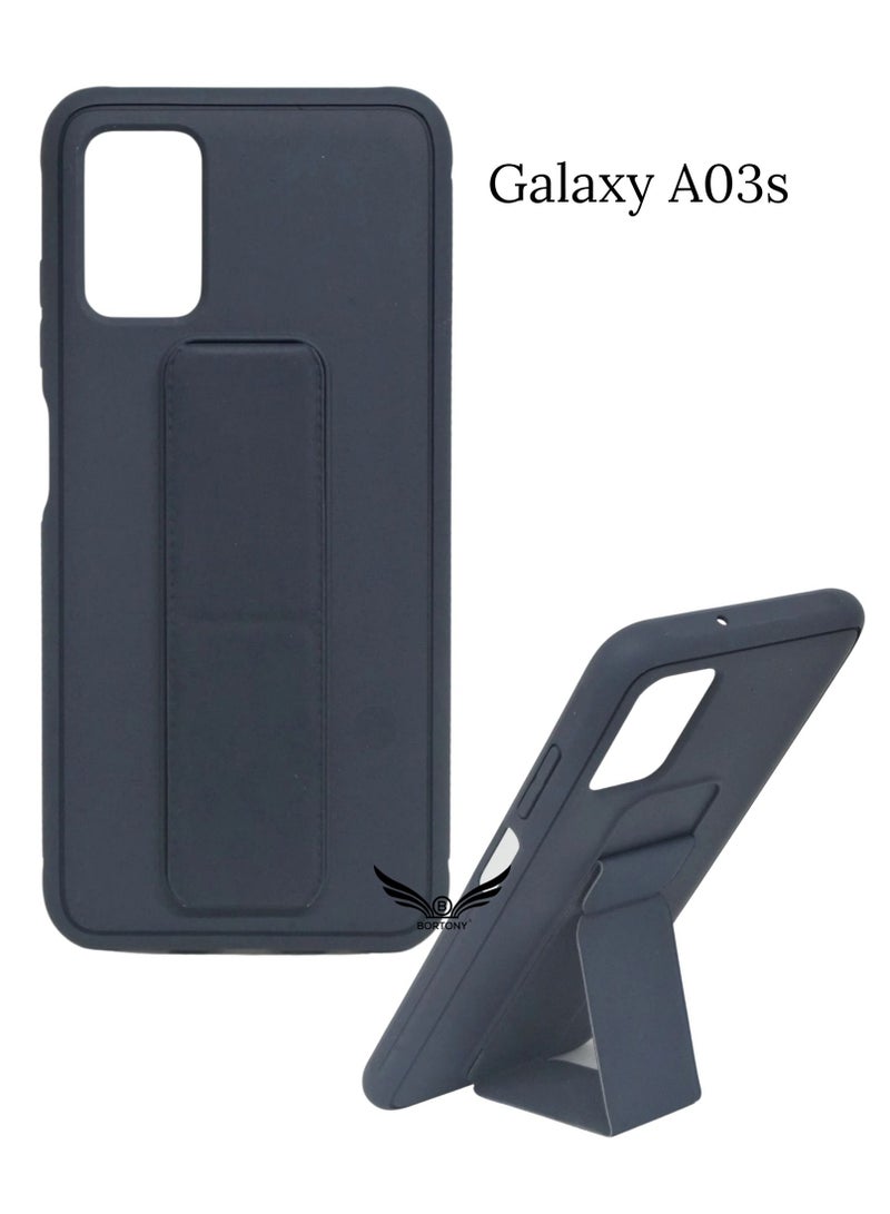 BORTONY Fully Covered With Finger Grip Stand Holder Anti Slip Shockproof Protective Case Cover For Samsung Galaxy A03s - Image 1