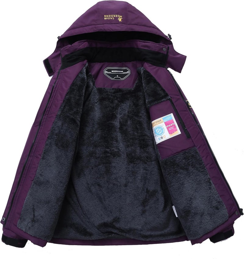 MOERDENG Women's Waterproof Ski Jacket - Warm Winter Snow Coat with Detachable Hood - Image 3