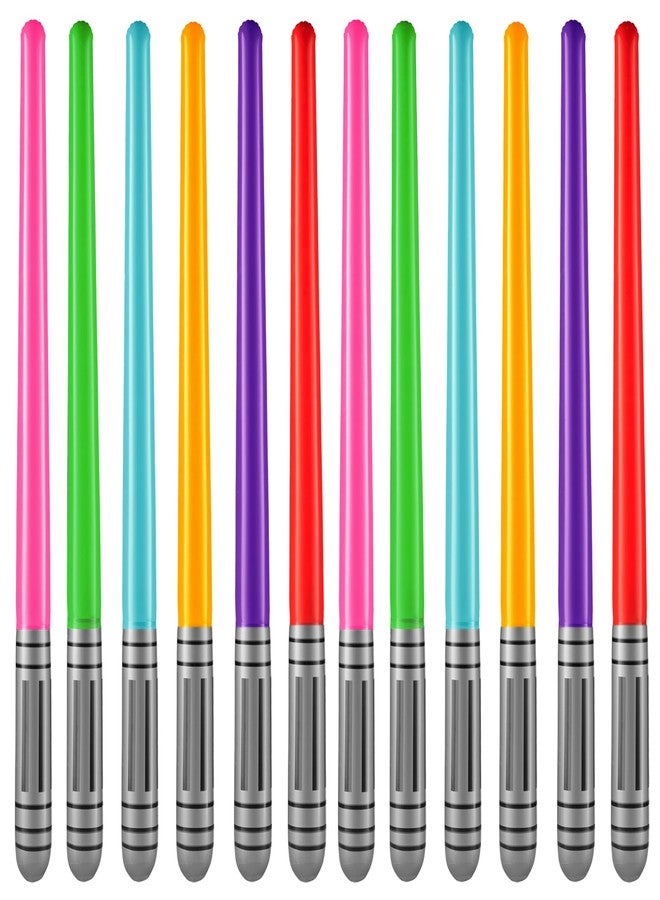 Bedwina Inflatable Light Sabers for Kids - (Pack of 12) 35-inch Neon Color Blow-Up Toy Saber Swords, Party Favors, Goodie Bags, Star Galaxy Theme Birthdays & Prize Toys - Image 1