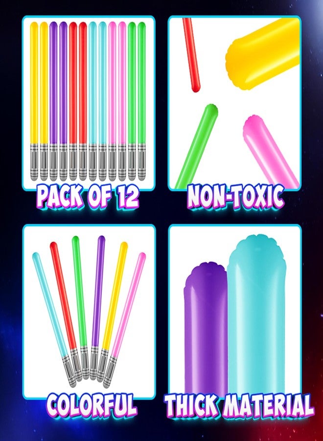 Bedwina Inflatable Light Sabers for Kids - (Pack of 12) 35-inch Neon Color Blow-Up Toy Saber Swords, Party Favors, Goodie Bags, Star Galaxy Theme Birthdays & Prize Toys - Image 2