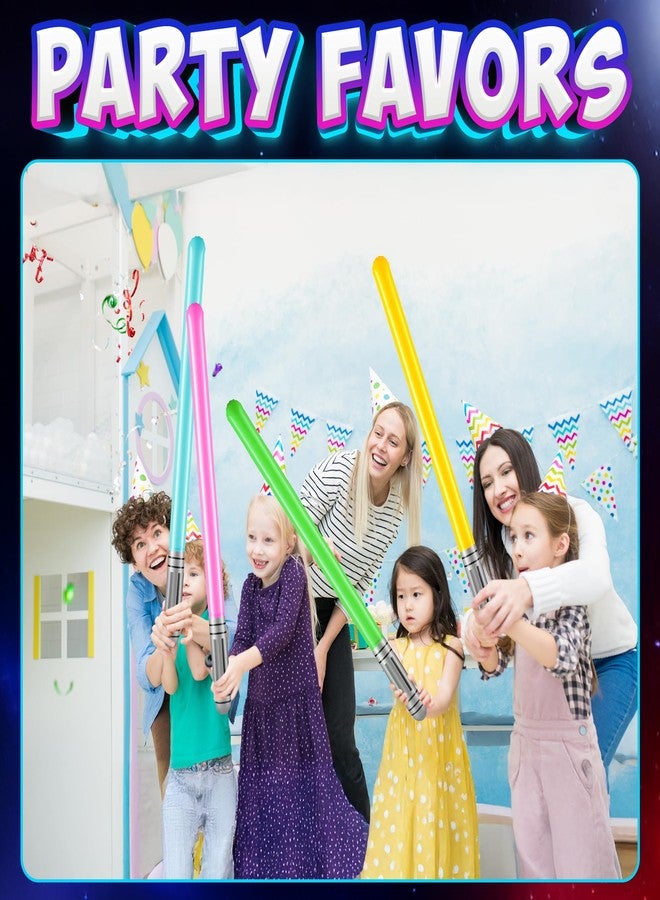 Bedwina Inflatable Light Sabers for Kids - (Pack of 12) 35-inch Neon Color Blow-Up Toy Saber Swords, Party Favors, Goodie Bags, Star Galaxy Theme Birthdays & Prize Toys - Image 4