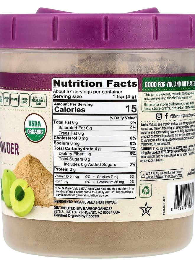 BareOrganics مسحوق الأملا العضوي 8 أونصات (227 جرام) - Image 2