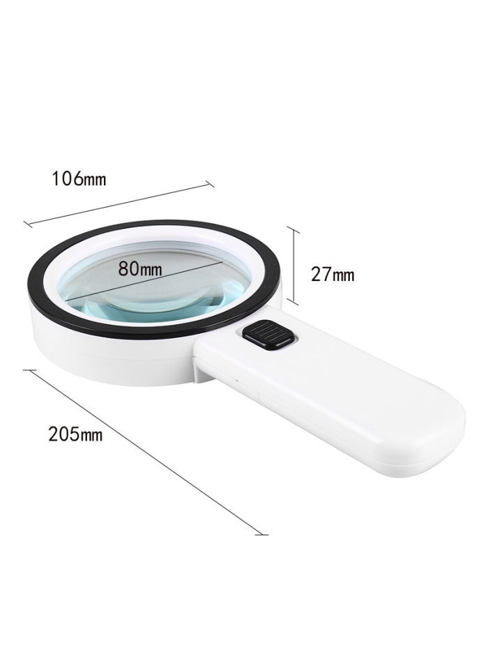 Magnifying Glass with Light, 30X Handheld Large 18LED Cold and Warm Light with 3 Modes, Illuminated Magnifier for Seniors Reading, Inspection, Coins, Jewelry, Exploring - Image 2