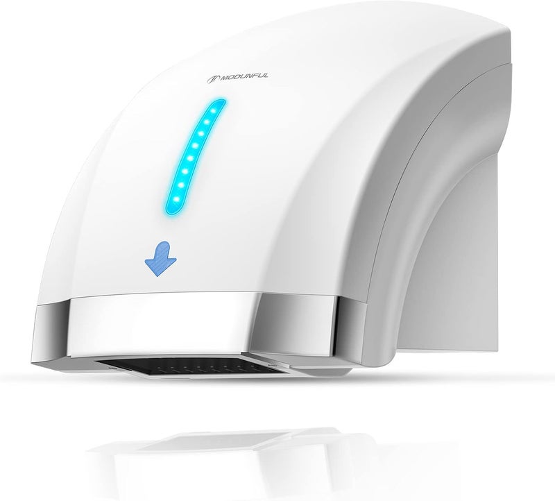modunful Hand Dryers for Bathrooms Commercial, Electric Hand Dryer Touchless, Extra Quiet Low Noise(40db), Wall Mounted Type(1600) White - Image 1