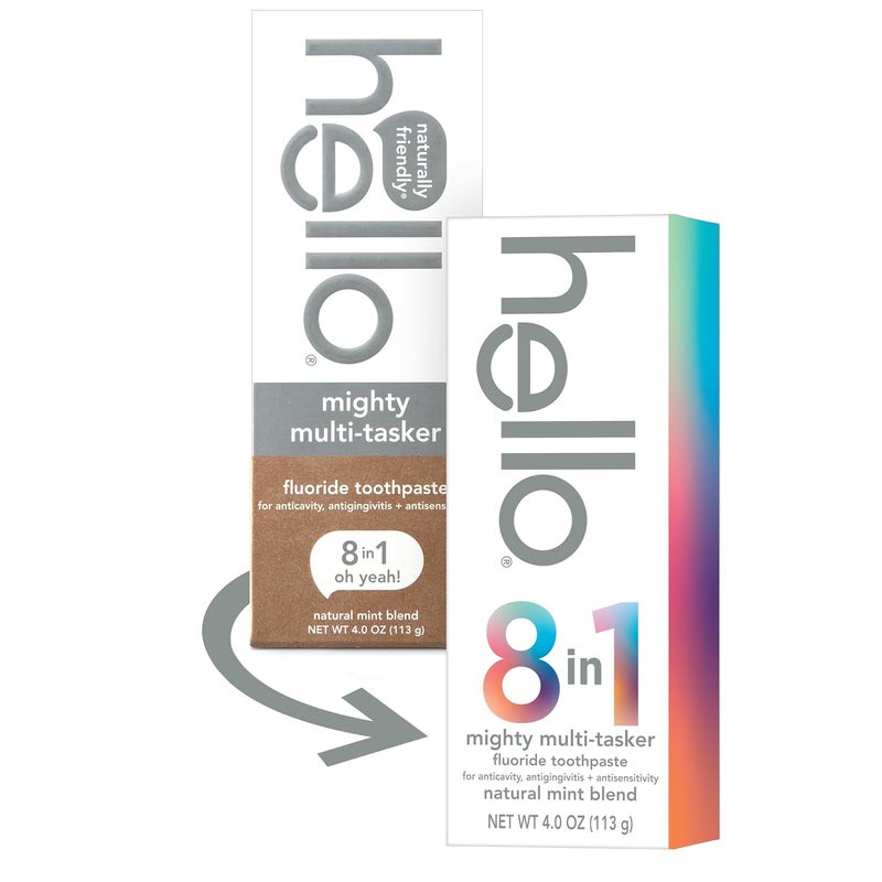 hello 8 in 1 Mighty MultiTasker Fluoride Toothpaste Pack SLS Free Toothpaste with Fluoride Antigingivitis and Antisensitivity Strengthens Enamel and Whitens Natural Mint Blend 2 Ct 40 Oz Tubes - Image 2