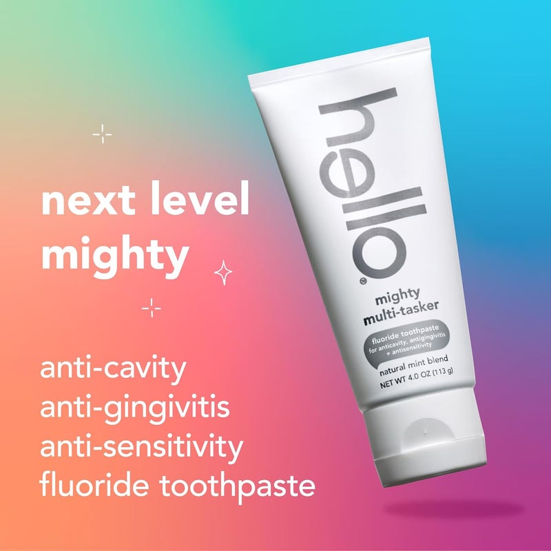 hello 8 in 1 Mighty MultiTasker Fluoride Toothpaste Pack SLS Free Toothpaste with Fluoride Antigingivitis and Antisensitivity Strengthens Enamel and Whitens Natural Mint Blend 2 Ct 40 Oz Tubes - Image 3