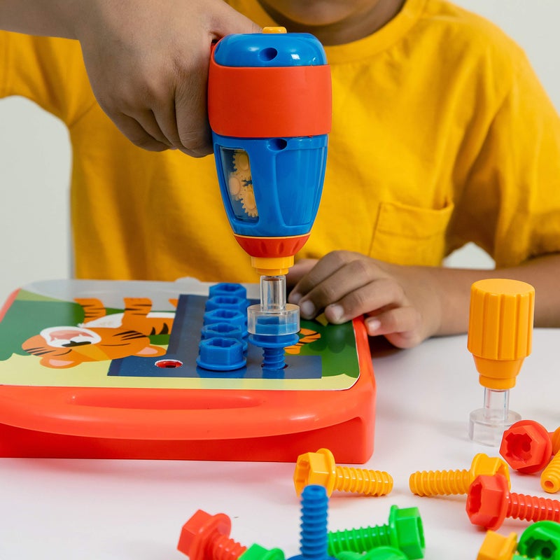 Educational Insights Design & Drill ABCs & 123s - Building Construction Toys for Toddlers, Kids Tool Set with Drill Toy, Preschool Learning Activities, Toddler STEM Toys for 3+ Year Old - Image 3