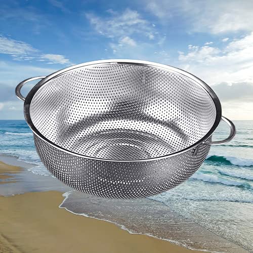 REPLEX Stainless Steel MicroPerforated Dishwasher Safe Compact Colander Food Strainer with Solid Handles Elevation Base and Mini Holes 3 Quart Silver - Image 5