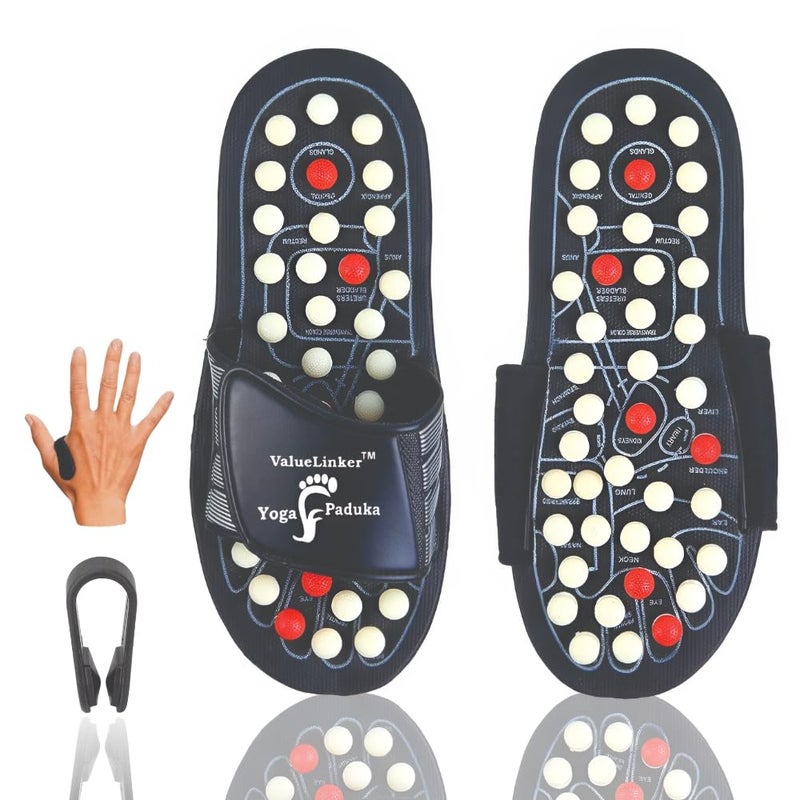 ValueLinker ™ Acupressure Foot Massager Slippers | Get FREE Sugar Control Hand Clip | Reflexology Massage for Blood Circulation | Overall Body Pain and Stress Relief | For Men & Women | Size - 10 - Image 1