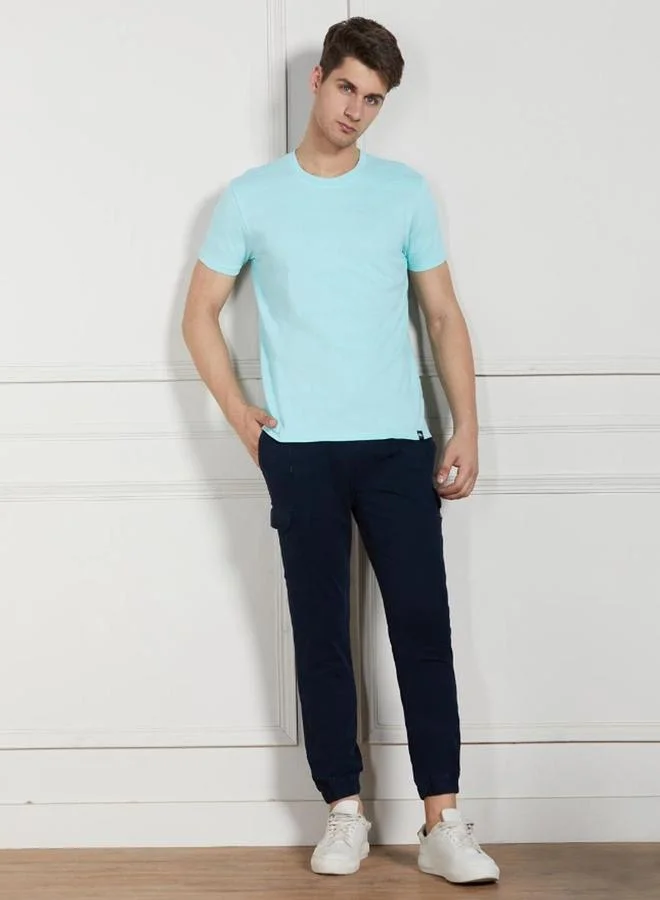 Dennis Lingo Dennis lingo Men Blue Textured Cotton T-Shirt