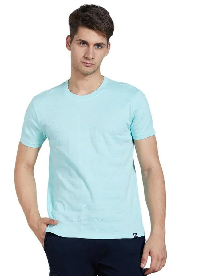 Dennis Lingo Dennis lingo Men Blue Textured Cotton T-Shirt