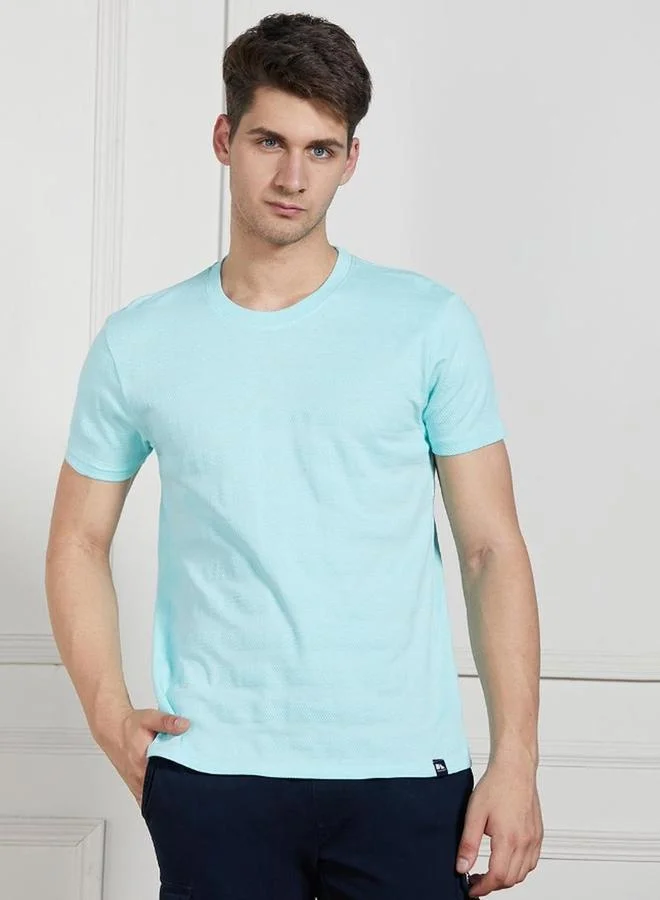 Dennis Lingo Dennis lingo Men Blue Textured Cotton T-Shirt