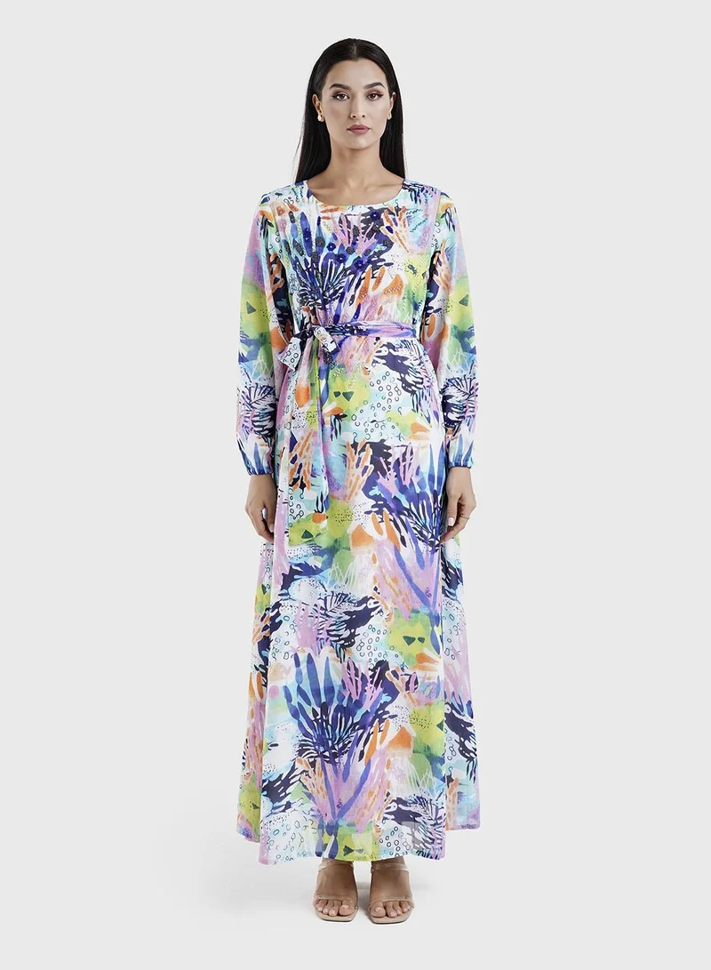 KASHKHA Multicolor Georgette Floral Print Dress (VW215)