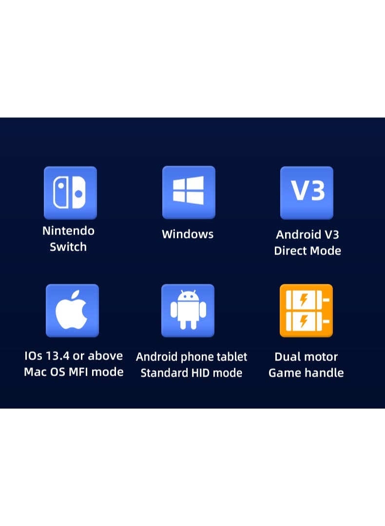 general Classic Stretching Gamepad X3 Cooling Fan Gaming Controller Stretching:127~180mm/5-7.1inch for Nintendo Switch/Windows/Android V3 Direct Mode /iOS 13.4 or above Mac OS MFI Mode/Android Phone Tablet Standard HID Mode with Hall Joystick, Linear Hall Trigger, Dual Vibration Motor, 370mAh Lithium Battery Play 10 Hours - Image 5