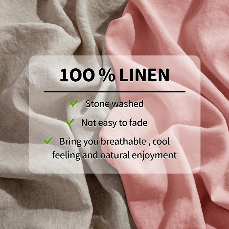 LBRO2M 100% Linen Sheet Set 16" Deep Pocket Queen Size,Bed Sheets 4 Piece Sets,Solid Color Natural Flax Bed Sheets Soft Breathable Bedding, All Season (Queen, Blush Pink) - Image 3