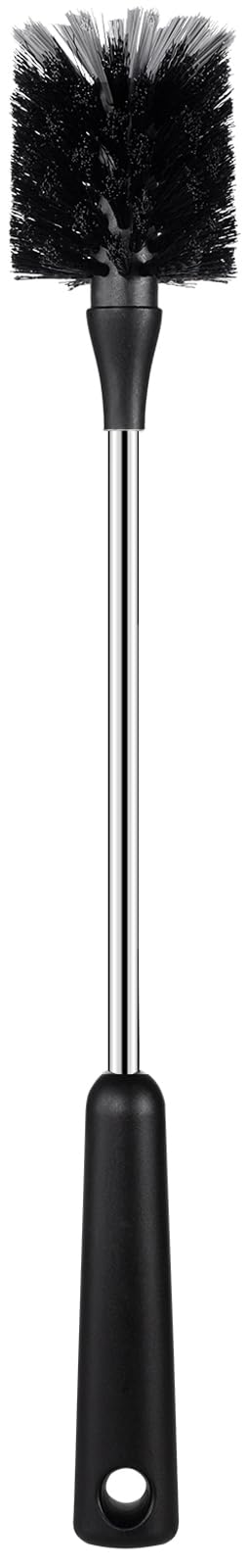 HUMUTA Water Bottle Brush 15 Inches Long Stainless Steel Handle Bottle Brush Cleaner Bottle Scrubber Kitchen Scrub Cleaning Brushes for Cup Wine Glasses Coffee Mugs Tumblers Wine Decanters Black