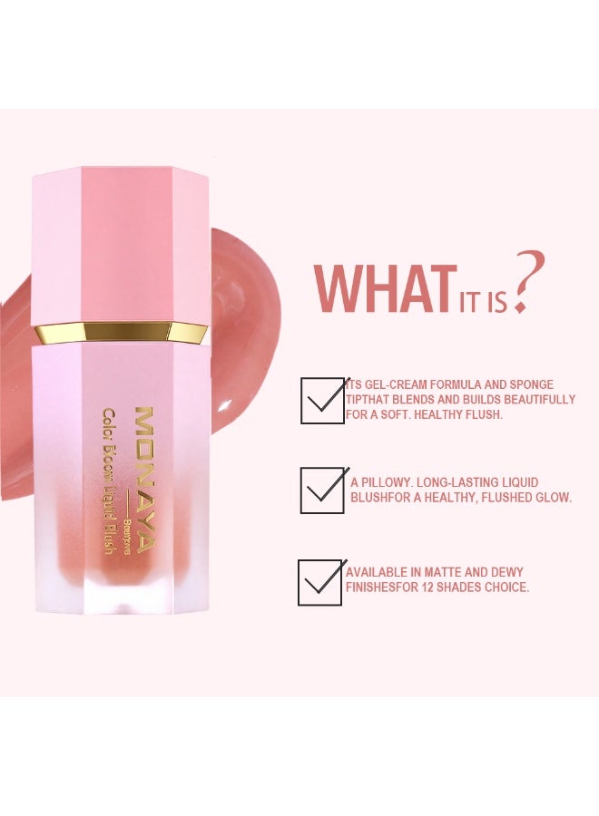 مونايا S002 بلشر ليكود Color Bloom، بيدي لوك مطفي ديوي، سهل التطبيق وبيعمل لمسة طبيعية على الخدود، ثابت وخفيف على البشرة. FEELING GOOD - Image 2