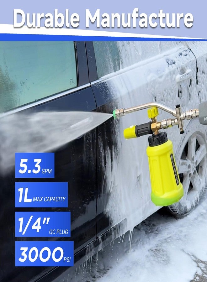 M MINGLE Foam Cannon for Pressure Washer with Dual Connector Accessory, Power Washer Soap Cannon with Double Tip Attachment, 5 Pressure Washer Sprayer Nozzles, 1/4" Quick Connect - Image 4